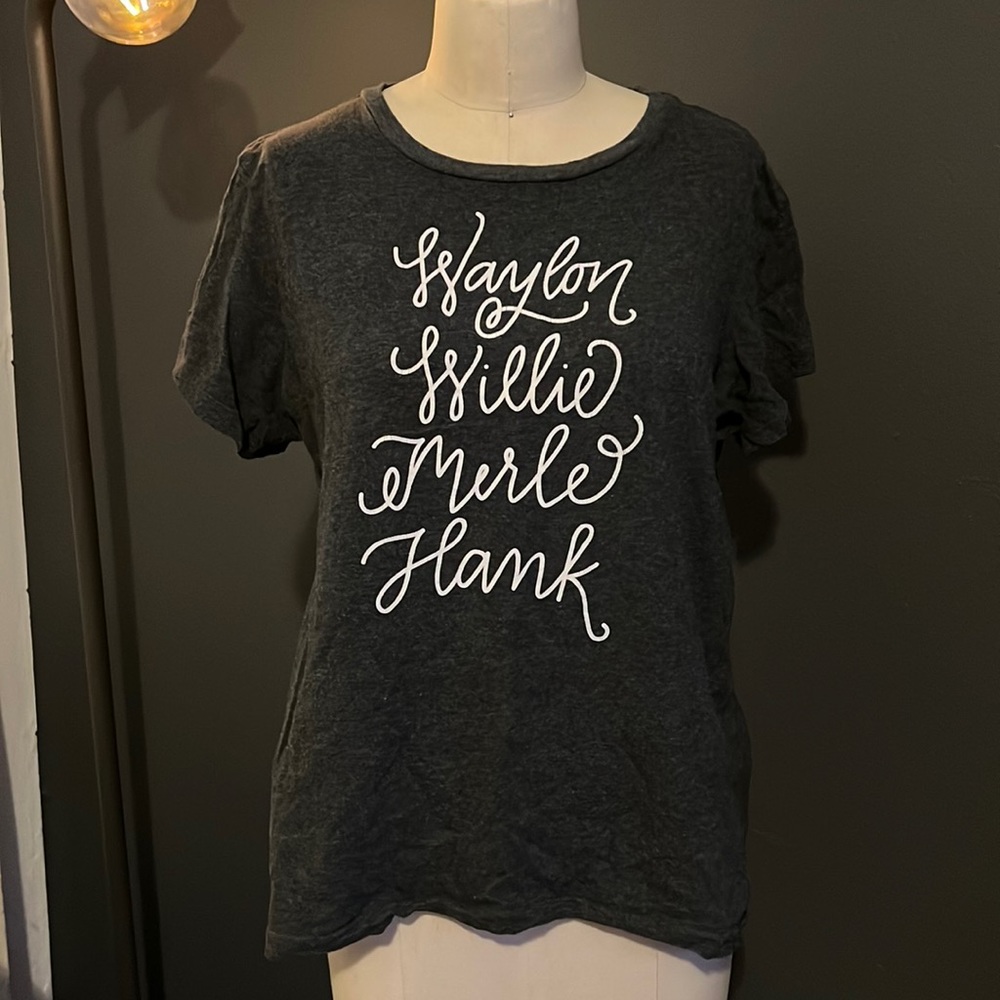 Country superstars t-shirt // heather gray // WAYLON WILLIE MERLE HANK
